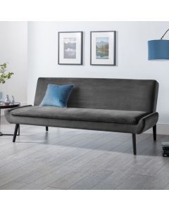 Gaudi Velvet Sofabed In Grey With Black Tapered Legs