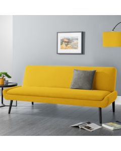 Gaudi Linen Fabric Upholstered Sofa Bed In Mustard