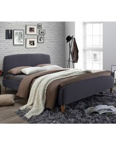 Geneva Fabric Upholstered Double Bed In Dark Grey