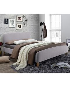 Geneva Fabric Upholstered Double Bed In Light Grey