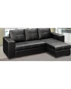 Gianni PU Leather Storage Chaise Sofa Bed In Black