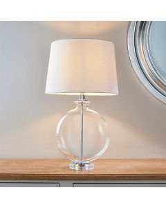 Gideon White Linen Cylinder Shade Table Lamp In Polished Nickel