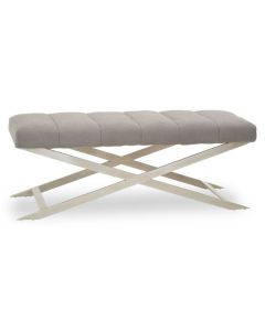 Gilden Fabric Upholstered Hallway Bench In Grey With Cross Legs