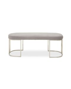 Gilden Fabric Upholstered Hallway Bench In Grey With Curved Legs