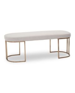 Gilden Fabric Upholstered Hallway Bench In Natural With Curved Legs