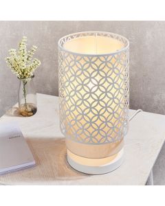 Gilli Pale Grey Fabric Shade Table Lamp In Chalk White
