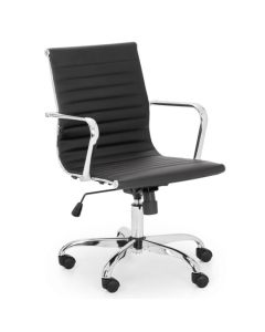 Gio Faux Leather Home And Office Chair In Black And Chrome