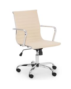 Gio Faux Leather Home And Office Chair In Ivory And Chrome