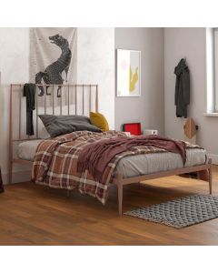 Giulia Modern Metal Double Bed In Millennial Pink