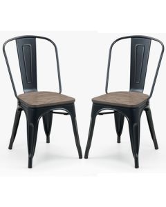 Grafton Mocha Elm Wooden Seat Metal Dining Chairs In Pair