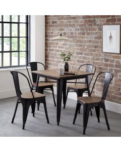 Grafton Square Wooden Dining Table In Mocha Elm With 4 Chairs