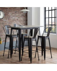 Grafton Wooden Bar Table In Mocha Elm With 4 Stools