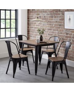 Grafton Wooden Dining Table In Mocha Elm With 4 Chairs