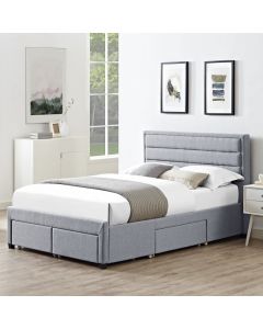 Greenwich Linen Fabric King Size Bed In Grey