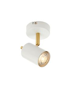 Gull 1 Lights Round Ceiling Light In Matt White And Satin Brass