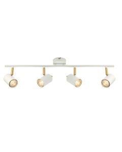 Gull 4 Lights Bar Ceiling Light In Matt White And Satin Brass