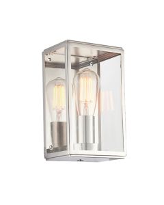 Hadden Clear Glass Wall Light In Bright Nickel