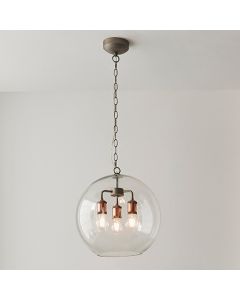 Hal 3 Lights Ceiling Pendant Light In Aged Pewter And Aged Copper