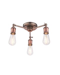 Hal 3 Lights Semi Flush Ceiling Light In Aged Pewter And Aged Copper