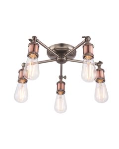 Hal 5 Lights Semi Flush Ceiling Light In Aged Pewter And Aged Copper