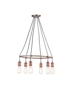 Hal 6 Lights Ceiling Pendant Light In Aged Pewter And Aged Copper