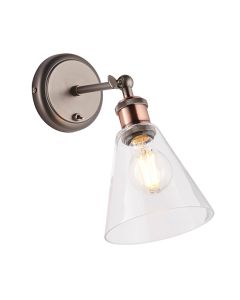 Hal Clear Glass Shade Wall Light In Aged Pewter And Aged Copper