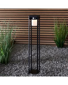 Hallam Outdoor Bollard Post In Textured Black With White Pc Diffuser