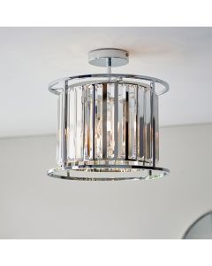 Hamilton 3 Lights Clear Glass Semi Flush Ceiling Light In Chrome