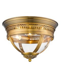 Hampstead 3 Bulbs Flush Ceiling Light In Brass
