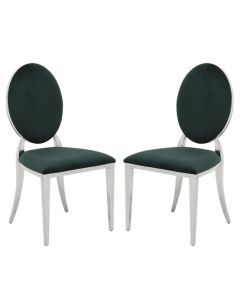 Hampton Green Velvet Upholstered Dining Chairs In Pair
