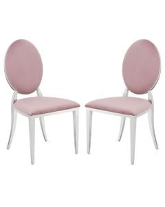 Hampton Pink Velvet Upholstered Dining Chairs In Pair