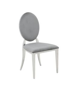 Hampton Velvet Upholstered Dining Chair In Light Grey