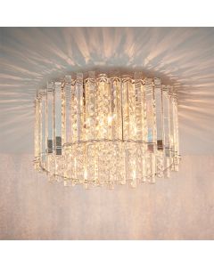 Hanna 4 Lights Clear Crystals Flush Ceiling Light In Polished Chrome