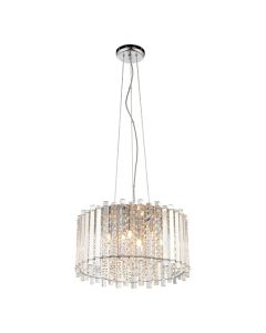 Hanna 5 Lights Clear Crystals Flush Ceiling Light In Polished Chrome
