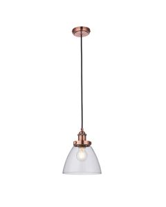 Hansen Clear Glass Shade Ceiling Pendant Light In Aged Copper