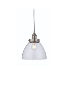 Hansen Clear Glass Shade Ceiling Pendant Light In Brushed Silver