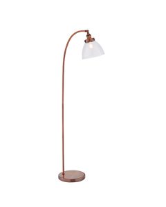 Hansen Clear Glass Shade Task Floor Lamp In Aged Copper
