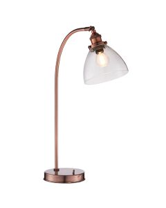 Hansen Clear Glass Shade Task Table Lamp In Aged Copper