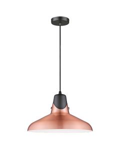 Hanwell 1 Bulb Ceiling Pendant Light In Copper And Matt Black