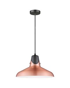 Hanwell 1 Bulb Ceiling Pendant Light In Copper And Matt Black