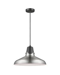 Hanwell 1 Bulb Ceiling Pendant Light In Satin Nickel And Matt Black