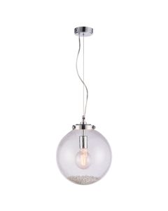Harbour Small Clear Bubble Glass Ceiling Pendant Light In Chrome