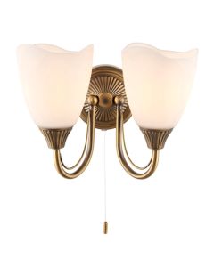 Hardwick Opal Glass 2 Lights Wall Light In Antique Brass