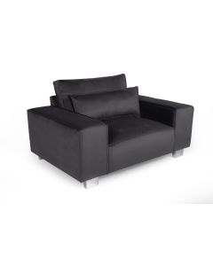 Harleston Fabric 1 Seater Sofa In Steel With Chrome Metal Legs