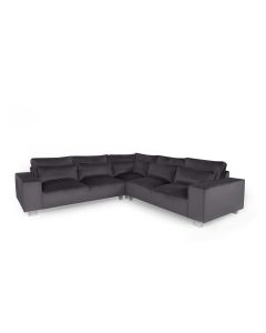 Harleston Fabric Corner Sofa In Steel With Chrome Metal Legs
