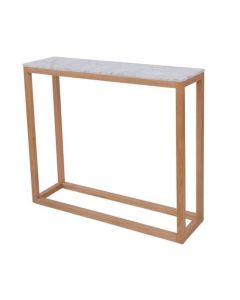 Harlow White Marble Top Console Table With Oak Legs