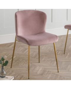 Harper Velvet Dining Chair In Dusky Pink