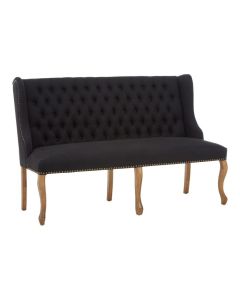 Harrison Linen Fabric Upholstered 2 Seater Hallway Seating Bench In Black