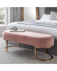 Harrogate Velvet Upholstered Hallway Bench In Dusky Pink