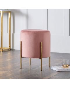 Harrogate Velvet Upholstered Seating Stool In Dusky Pink